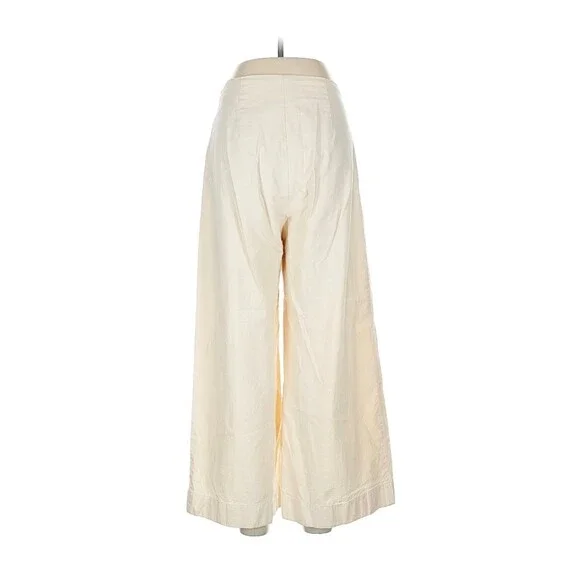 ESBY Lucia Pants Wide Leg Crop 100% Cotton Womens 8 Off White Made In USA - Picture 2 of 10